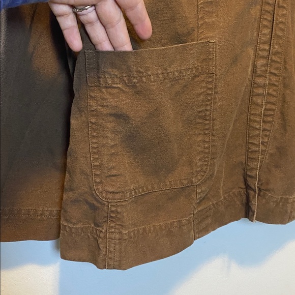 J Jill Linen Blend Jacket Women’s Medium Brown Lightweight Hidden Button Coat - Picture 6 of 15